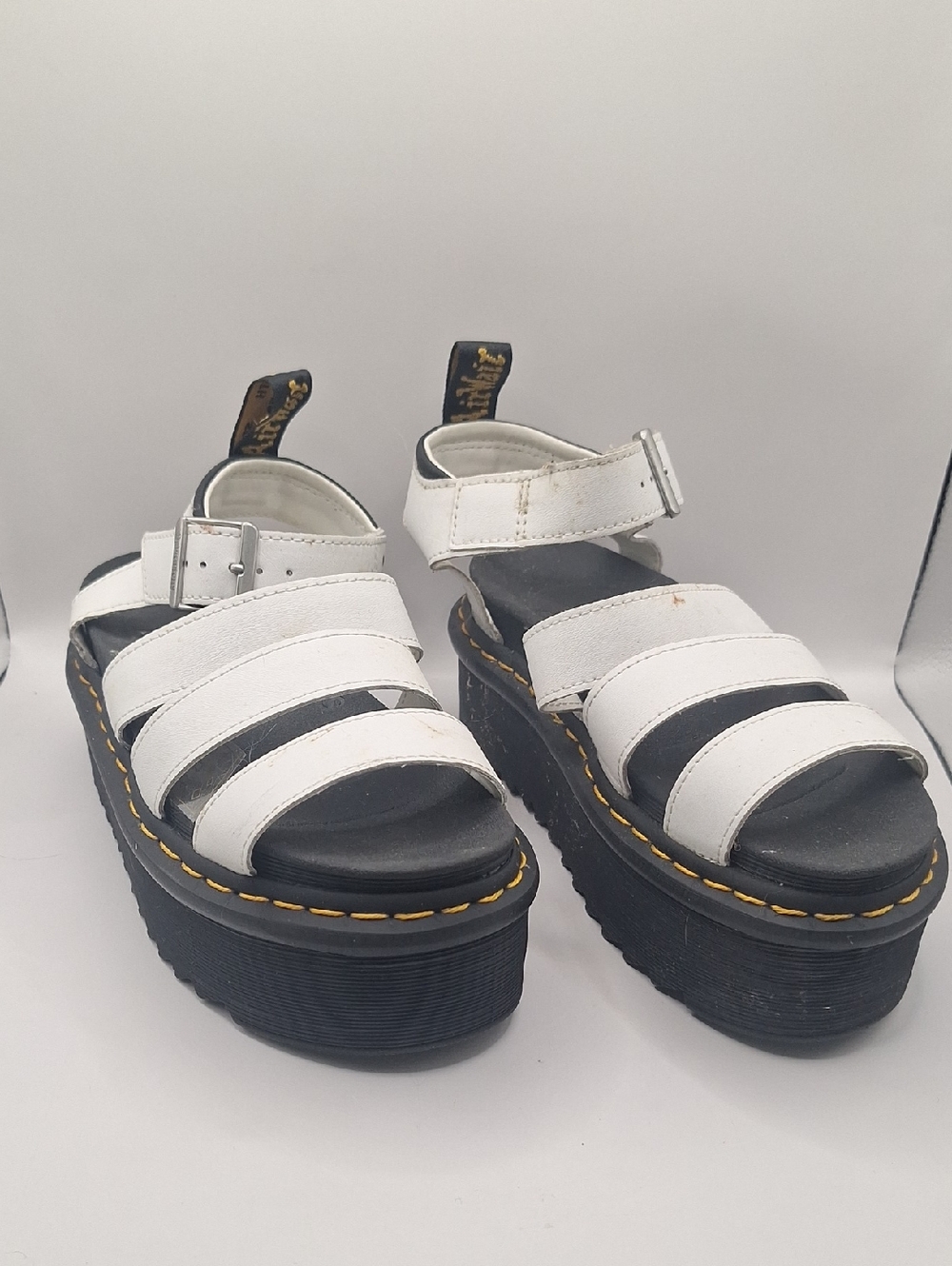 Dr. Martens White Leather Platform Sandals